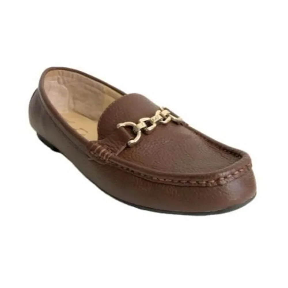 Marc Fisher Leather Chain Detail Loafers Brown 9